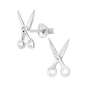 Silver Scissors Stud Earrings